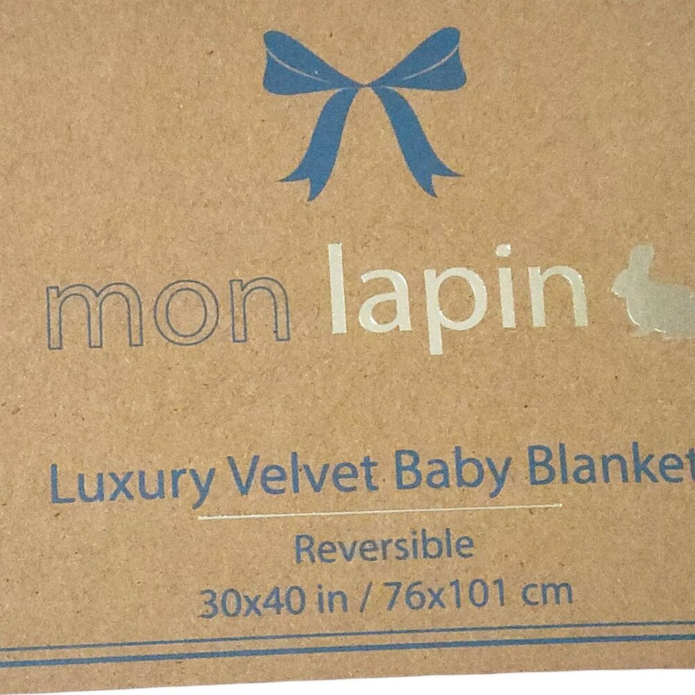 Mon Lapin Luxury Velvet Baby Blanket Reversible Pink & White 30x40 Inches Ribbed - Picture 2 of 5